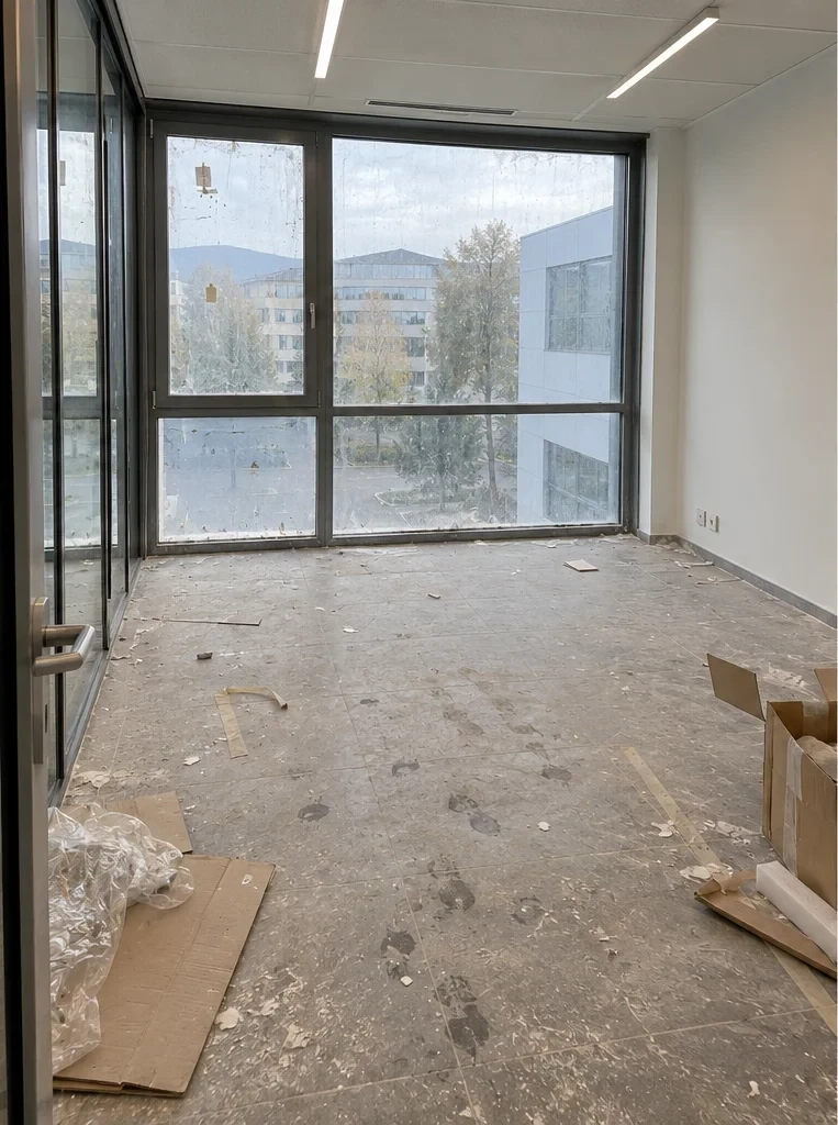 Bureau avant nettoyage de fin de chantier