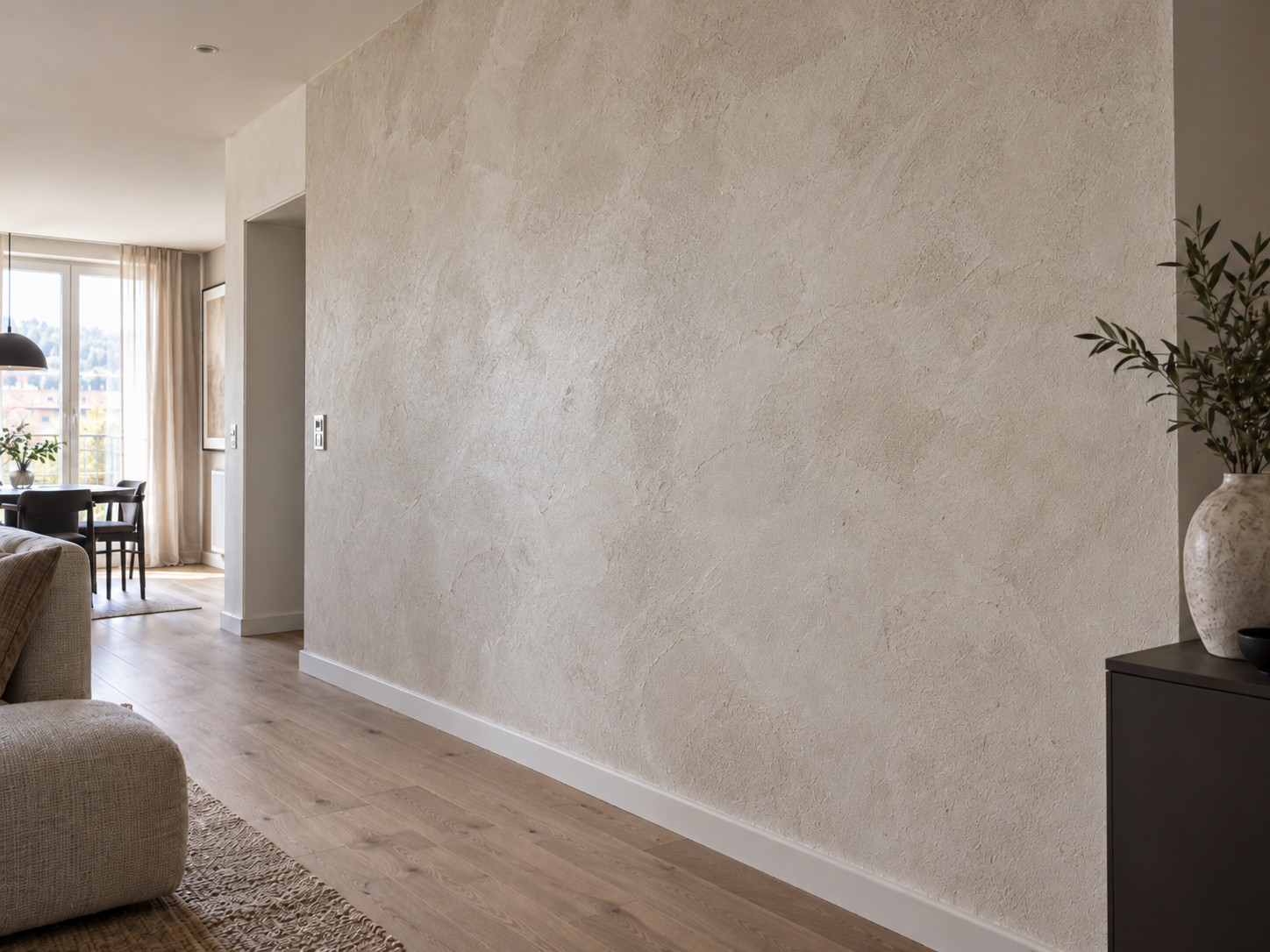 Mur intérieur en enduit décoratif